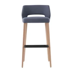 Mobitec Lena ® Tabouret de bar en tissu avec dossier bas et pieds en bois* Tabouret De Bar (assise +/- 80 Cm)