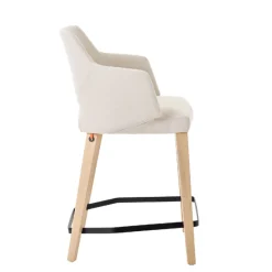 Mobitec Lena ® Tabouret snack en tissu avec accoudoirs et pieds en bois* Tabouret Snack (assise +/- 65 Cm)|Tabouret De Bar (assise +/- 80 Cm)