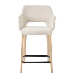 Mobitec Lena ® Tabouret snack en tissu avec accoudoirs et pieds en bois* Tabouret Snack (assise +/- 65 Cm)|Tabouret De Bar (assise +/- 80 Cm)