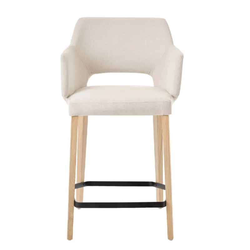Mobitec Lena ® Tabouret snack en tissu avec accoudoirs et pieds en bois* Tabouret Snack (assise +/- 65 Cm)|Tabouret De Bar (assise +/- 80 Cm)
