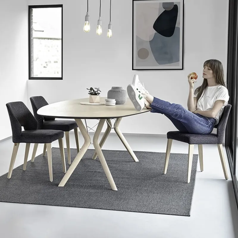 Mobitec Lena ® Chaise ajourée en tissu et pieds bois style moderne* Chaise De Salle à Manger|Chaise Salon
