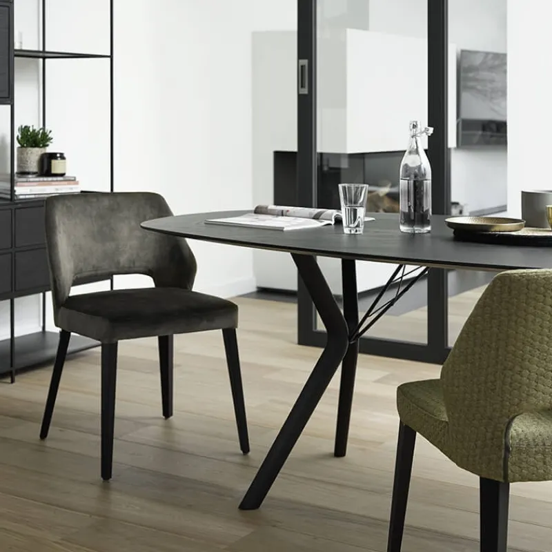 Mobitec Lena ® Chaise ajourée en tissu et pieds bois style moderne* Chaise De Salle à Manger|Chaise Salon
