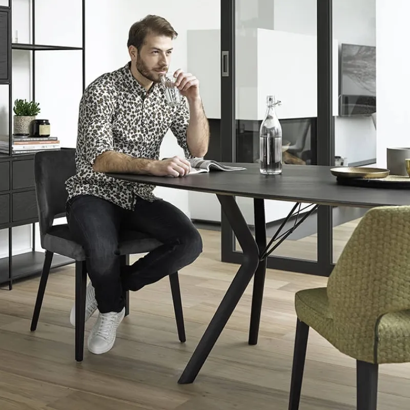 Mobitec Lena ® Chaise ajourée en tissu et pieds bois style moderne* Chaise De Salle à Manger|Chaise Salon