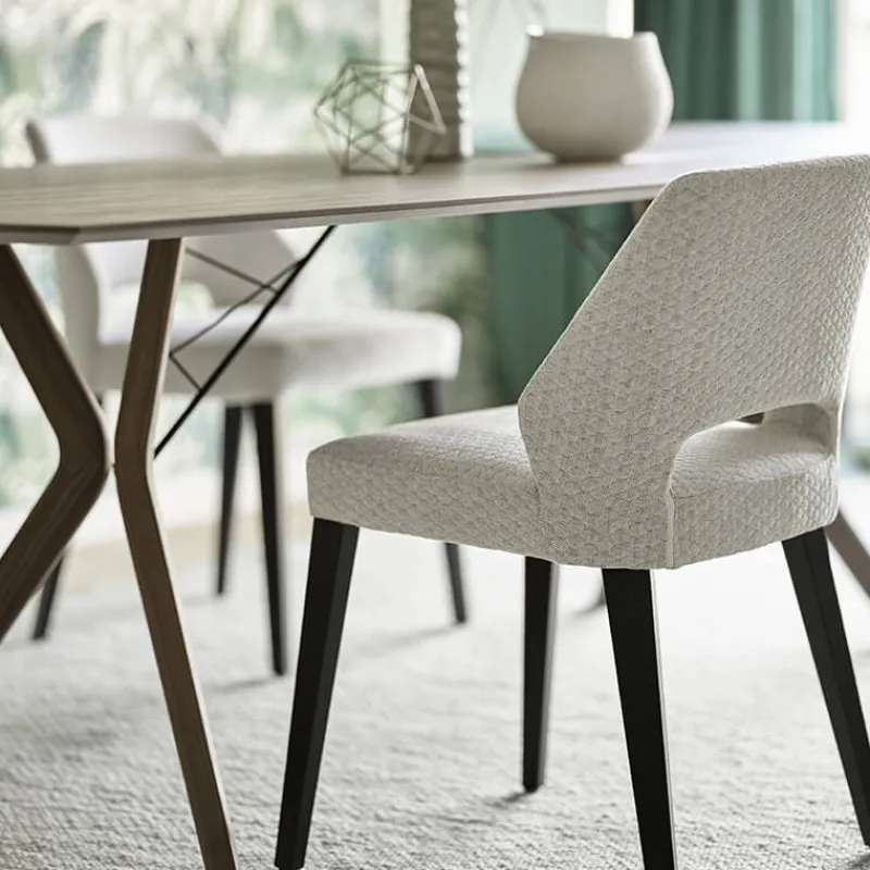 Mobitec Lena ® Chaise ajourée en tissu et pieds bois style moderne* Chaise De Salle à Manger|Chaise Salon