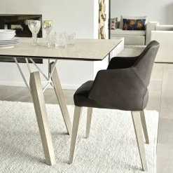 Mobitec Lena ® Fauteuil scandinave bois et tissu avec dossier ajouré* Chaise De Salle à Manger|Chaise Salon