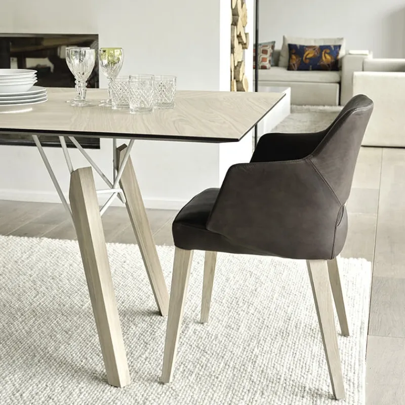 Mobitec Lena ® Fauteuil scandinave bois et tissu avec dossier ajouré* Chaise De Salle à Manger|Chaise Salon