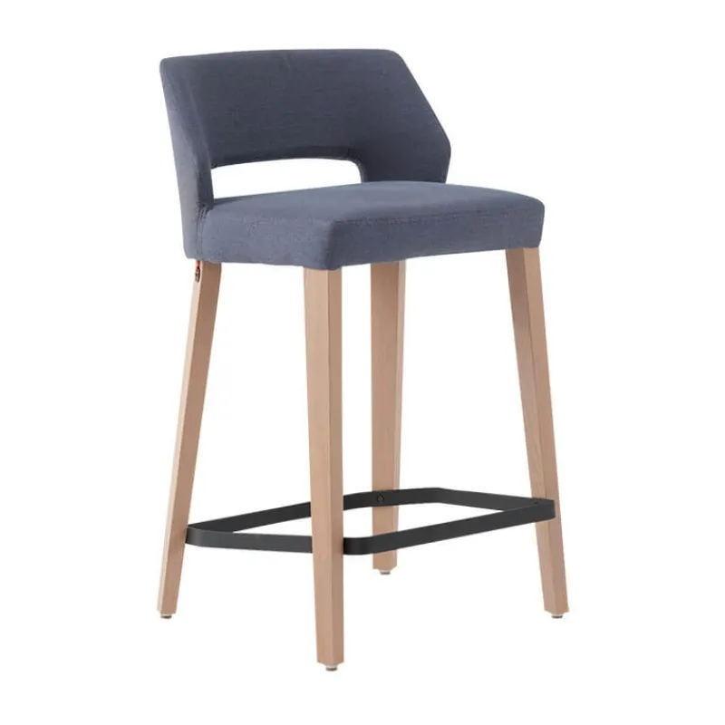Mobitec Lena ® Tabouret snack scandinave en tissu et bois avec dossier ajouré* Tabouret Snack (assise +/- 65 Cm)|Tabouret De Bar (assise +/- 80 Cm)