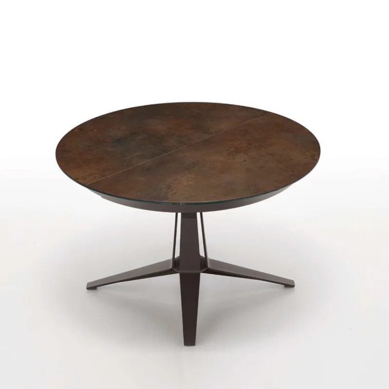 Midj Link ® Table design ronde extensible en céramique pied central en métal* Table De Salle à Manger