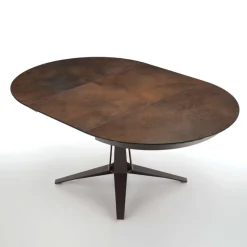 Midj Link ® Table design ronde extensible en céramique pied central en métal* Table De Salle à Manger