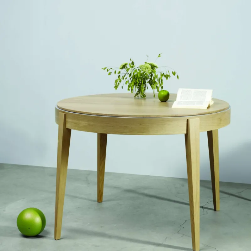 Dasras Liseré 355 Table ronde en bois massif avec allonges* Table De Salle à Manger