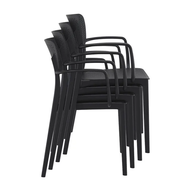 Loft Chaise moderne avec accoudoirs en polypropylène micro perforé* Chaise De Cuisine|Chaise De Salle à Manger