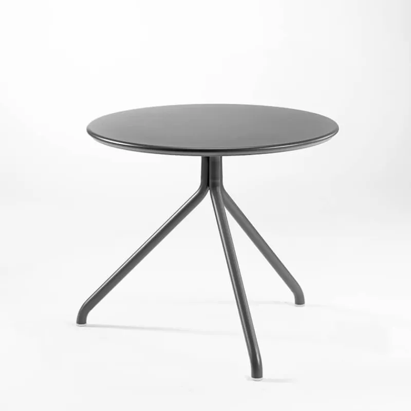 LOL Table d'appoint de jardin ronde italienne en métal plateau composite* Table De Jardin