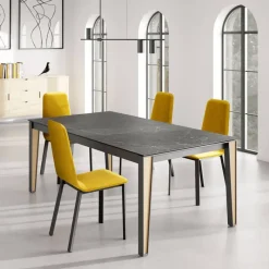 Cancio London Table en Dekton extensible avec pieds en métal et bois* Table De Salle à Manger