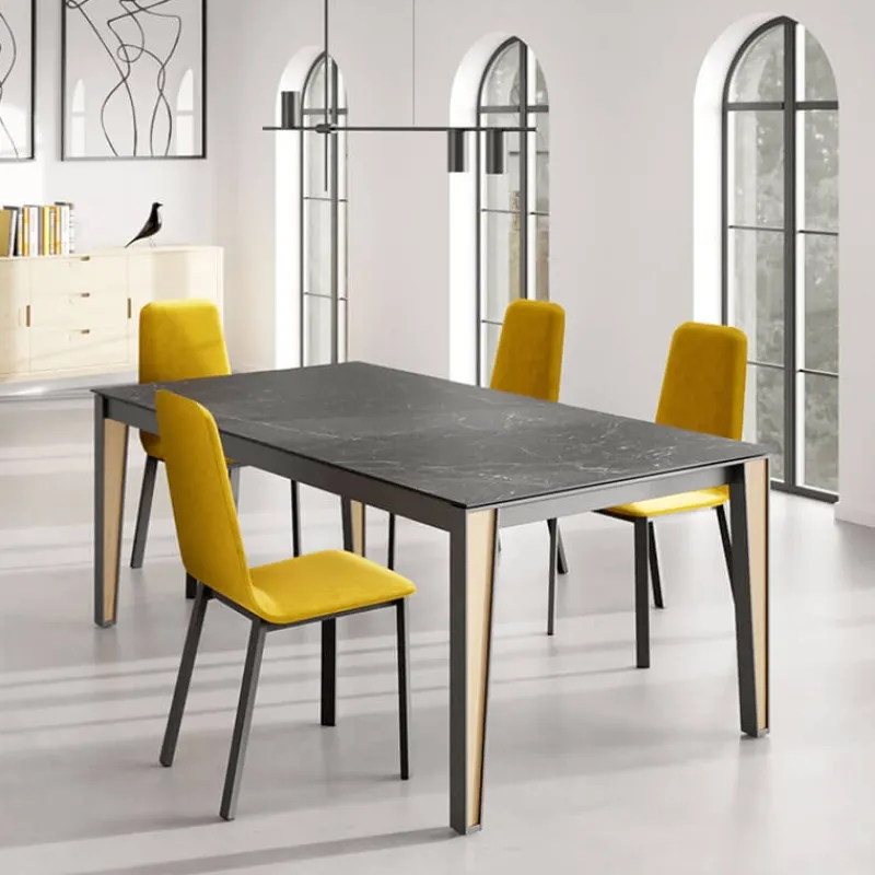 Cancio London Table en Dekton extensible avec pieds en métal et bois* Table De Salle à Manger