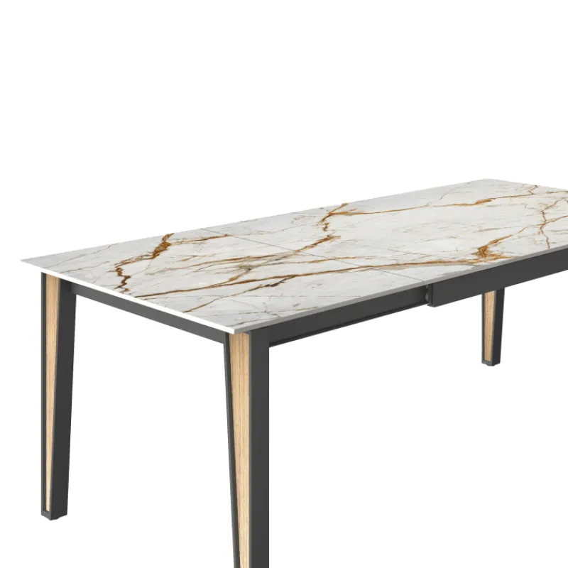 Cancio London Table en Dekton extensible avec pieds en métal et bois* Table De Salle à Manger