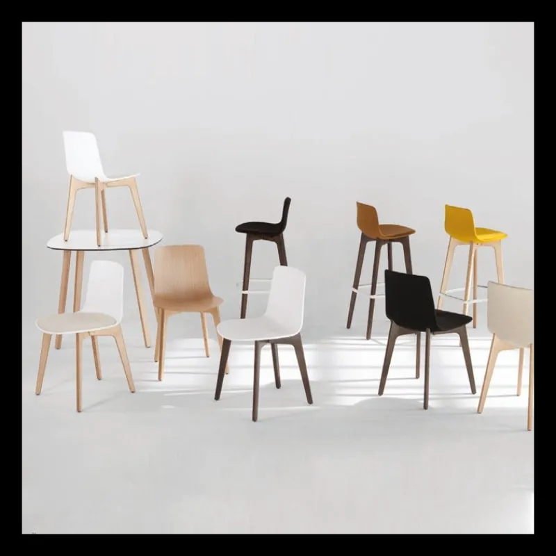 Enea Lottus ® Chaise design en polypropylène et pieds bois* Chaise De Cuisine|Chaise De Salle à Manger