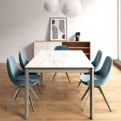 Cancio Lotus Table contemporaine en Dekton avec pieds en métal* Table De Salle à Manger