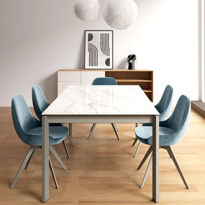 Cancio Lotus Table contemporaine en Dekton avec pieds en métal* Table De Salle à Manger