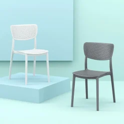 Lucy Chaise moderne en polypropylène micro perforé* Chaise De Cuisine|Chaise De Salle à Manger