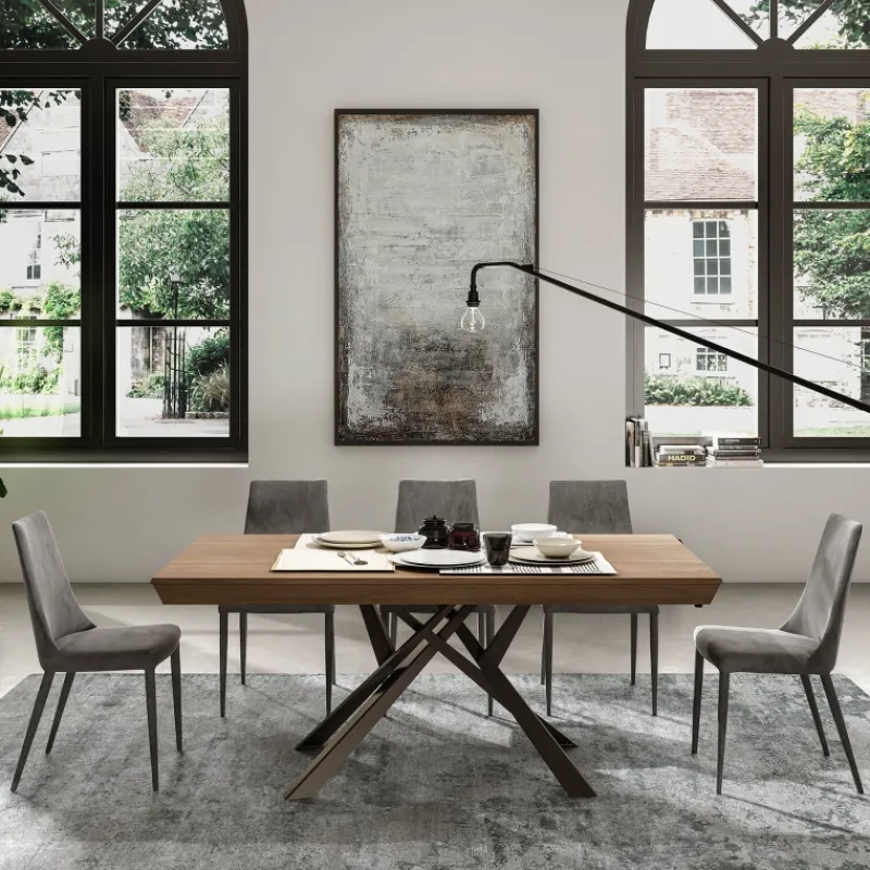 Ozzio Lungo largo Table design italienne extensible avec pied mikado* Table De Salle à Manger