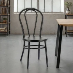 MadinaChaise bistrot vintage en métal noir* Chaise De Cuisine