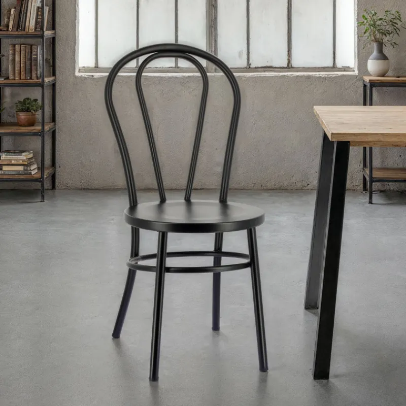 MadinaChaise bistrot vintage en métal noir* Chaise De Cuisine