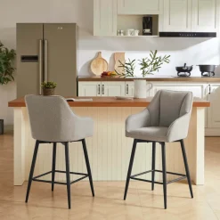 MartinTabouret snack pivotant avec accoudoirs en tissu recyclé et pieds en métal* Tabouret Snack (assise +/- 65 Cm)|Tabouret De Bar (assise +/- 80 Cm)