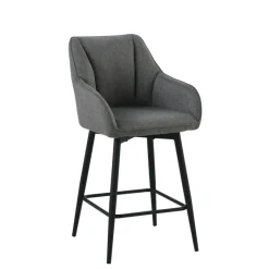 MartinTabouret snack pivotant avec accoudoirs en tissu recyclé et pieds en métal* Tabouret Snack (assise +/- 65 Cm)|Tabouret De Bar (assise +/- 80 Cm)