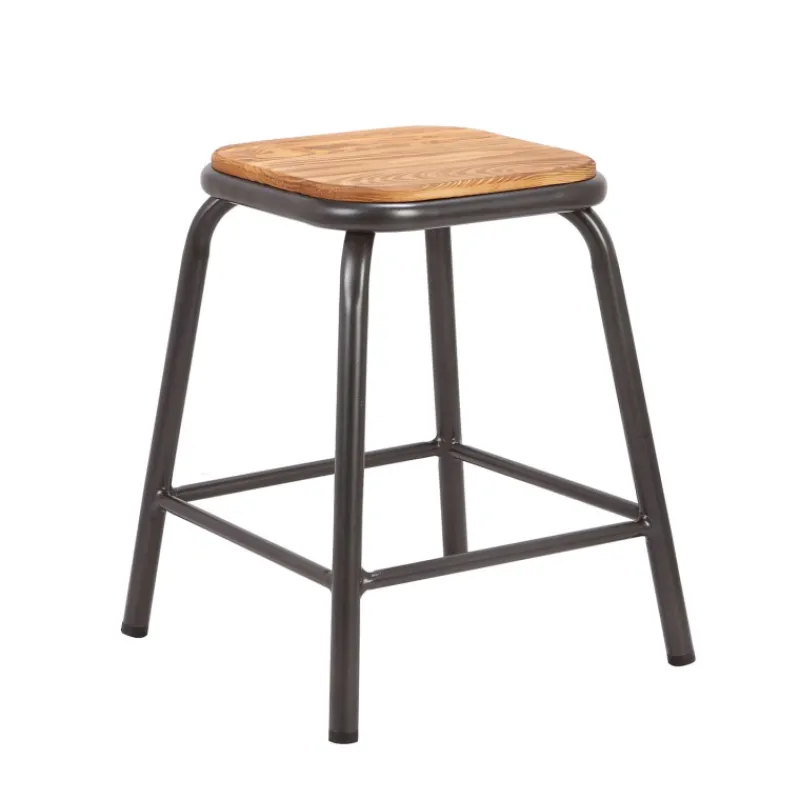 MatisTabouret bas industriel en métal assise bois* Tabouret Bas (assise +/- 45 Cm)