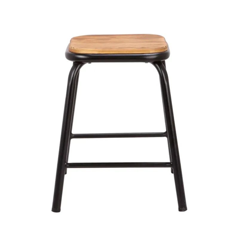 MatisTabouret bas industriel en métal assise bois* Tabouret Bas (assise +/- 45 Cm)