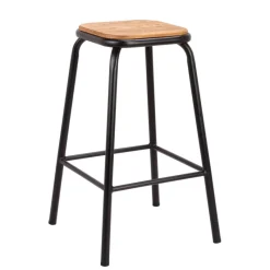 MaxTabouret snack industriel sans dossier en métal assise bois* Tabouret Snack (assise +/- 65 Cm)|Tabouret De Bar (assise +/- 80 Cm)