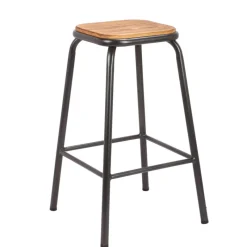 MaxTabouret snack industriel sans dossier en métal assise bois* Tabouret Snack (assise +/- 65 Cm)|Tabouret De Bar (assise +/- 80 Cm)