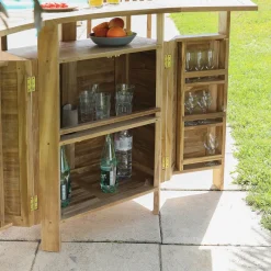 Medicis MenhirBar de jardin avec rangement pliable en teck massif* Table De Jardin