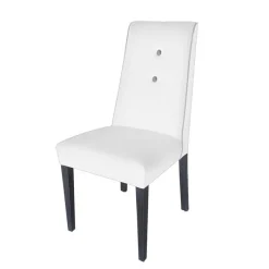 Lujosa Mila Chaise en tissu rembourrée avec boutons sur le dossier pieds bois* Chaise De Salle à Manger|Chaise Salon