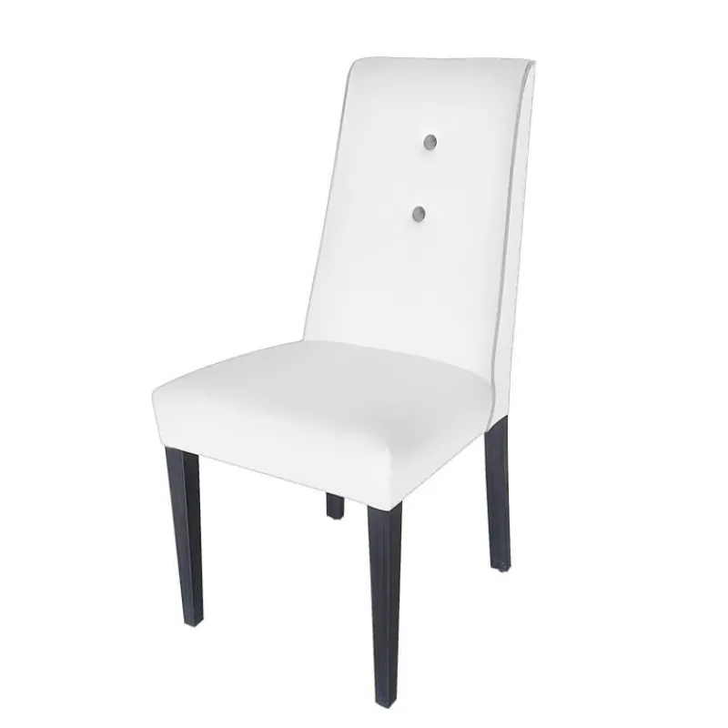 Lujosa Mila Chaise en tissu rembourrée avec boutons sur le dossier pieds bois* Chaise De Salle à Manger|Chaise Salon