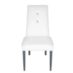 Lujosa Mila Chaise en tissu rembourrée avec boutons sur le dossier pieds bois* Chaise De Salle à Manger|Chaise Salon