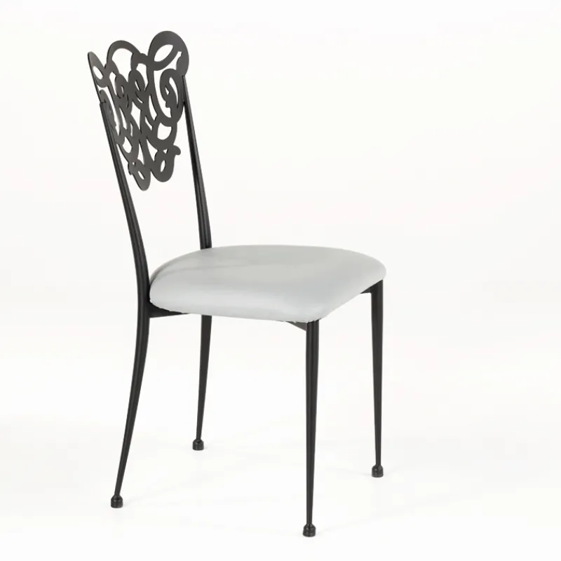 Jayso Milos Chaise provençale en métal assise synthétique rembourrée* Chaise De Cuisine|Chaise De Salle à Manger