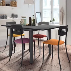 Perfecta Miro 2 Chaise de cuisine en simili rembourrée avec pieds et dossier strié en métal* Chaise De Cuisine