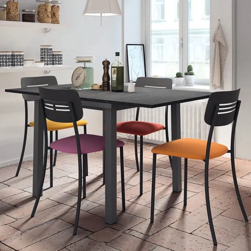 Perfecta Miro 2 Chaise de cuisine en simili rembourrée avec pieds et dossier strié en métal* Chaise De Cuisine