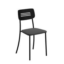 Perfecta Miro 2 Chaise de cuisine en simili rembourrée avec pieds et dossier strié en métal* Chaise De Cuisine