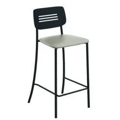Perfecta Miro Tabouret snack de cuisine en simili rembourré avec dossier strié en métal* Tabouret Snack (assise +/- 65 Cm)|Tabouret De Bar (assise +/- 80 Cm)