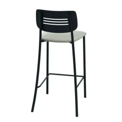 Perfecta Miro Tabouret snack de cuisine en simili rembourré avec dossier strié en métal* Tabouret Snack (assise +/- 65 Cm)|Tabouret De Bar (assise +/- 80 Cm)