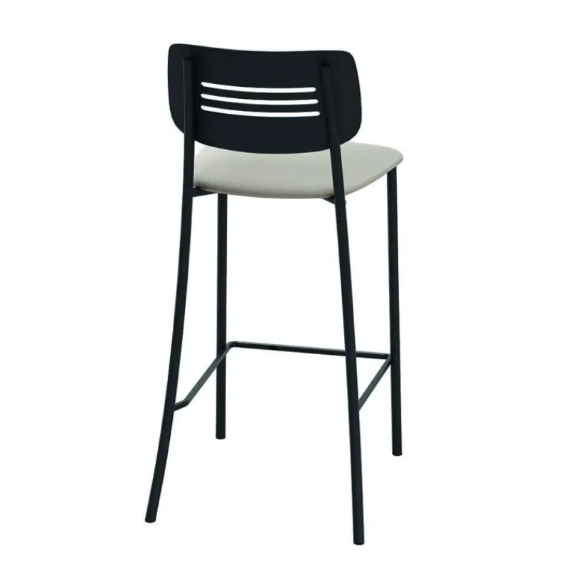 Perfecta Miro Tabouret snack de cuisine en simili rembourré avec dossier strié en métal* Tabouret Snack (assise +/- 65 Cm)|Tabouret De Bar (assise +/- 80 Cm)