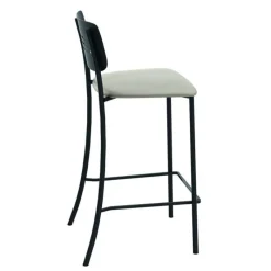 Perfecta Miro Tabouret snack de cuisine en simili rembourré avec dossier strié en métal* Tabouret Snack (assise +/- 65 Cm)|Tabouret De Bar (assise +/- 80 Cm)