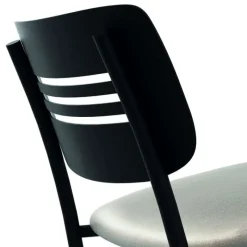 Perfecta Miro Tabouret snack de cuisine en simili rembourré avec dossier strié en métal* Tabouret Snack (assise +/- 65 Cm)|Tabouret De Bar (assise +/- 80 Cm)
