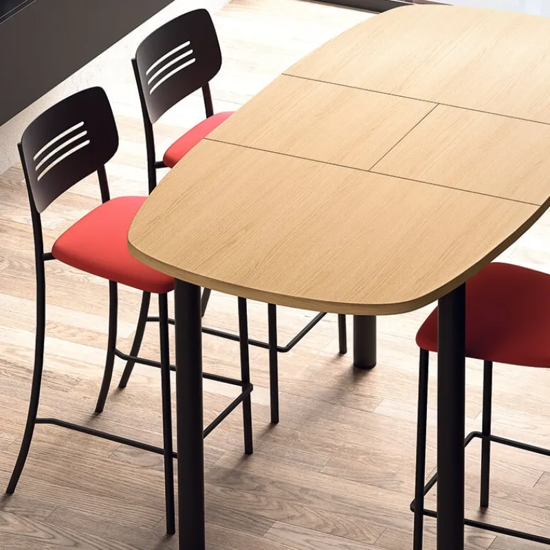 Perfecta Miro Tabouret snack de cuisine en simili rembourré avec dossier strié en métal* Tabouret Snack (assise +/- 65 Cm)|Tabouret De Bar (assise +/- 80 Cm)