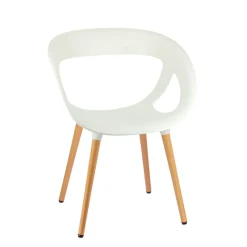 Moema Fauteuil design italien coque ajourée en technopolymère et pieds en bois* Chaise De Cuisine|Chaise De Salle à Manger