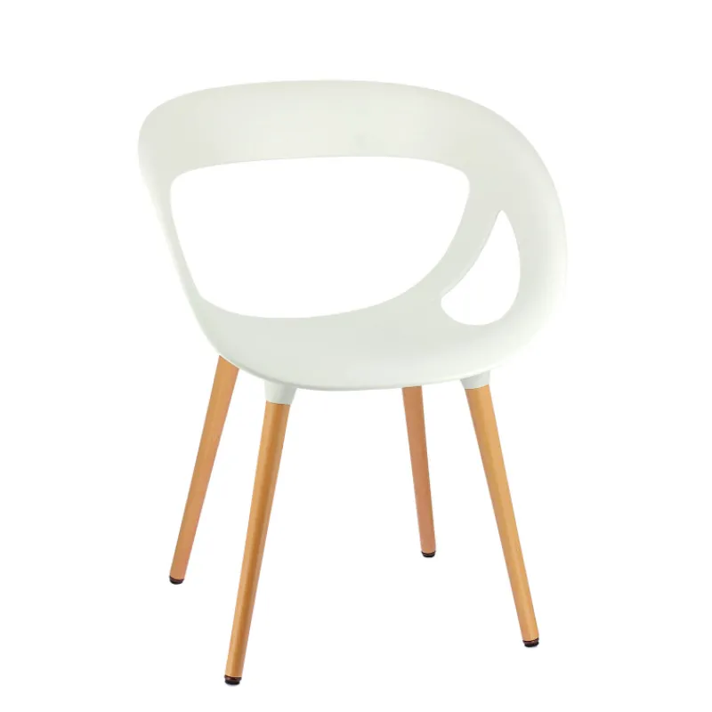 Moema Fauteuil design italien coque ajourée en technopolymère et pieds en bois* Chaise De Cuisine|Chaise De Salle à Manger