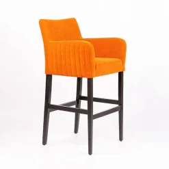 Sessio Moritz line Tabouret de bar en tissu avec accoudoirs dos matelassé et pieds en bois* Tabouret De Bar (assise +/- 80 Cm)