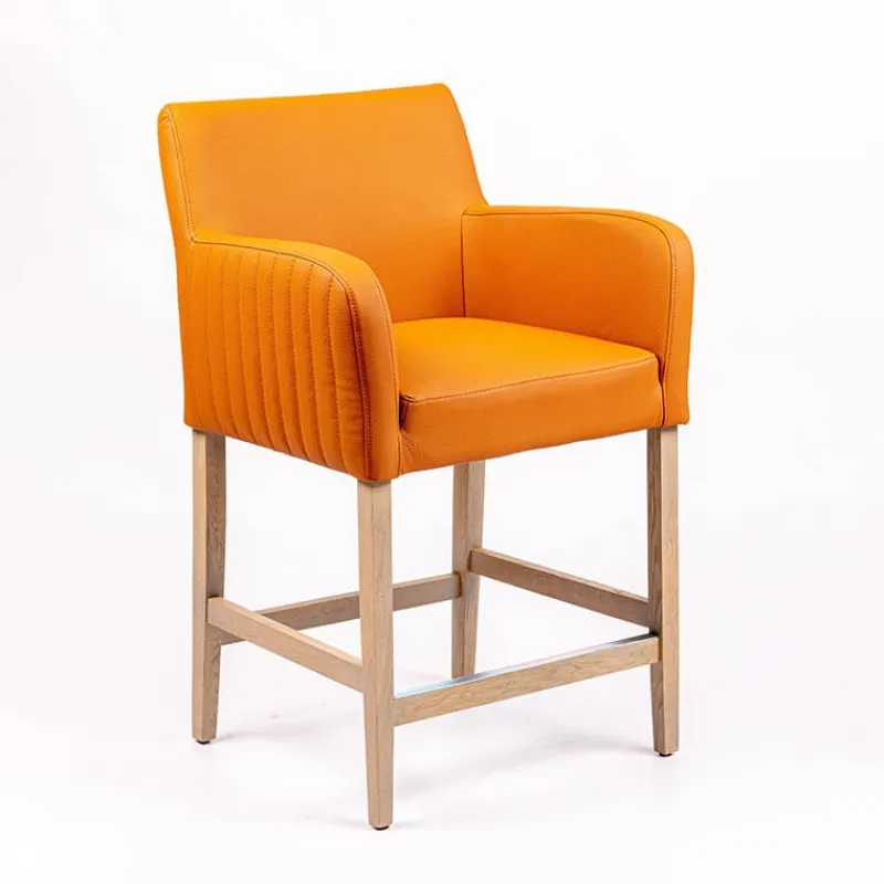 Sessio Moritz line Tabouret snack avec accoudoirs et dos matelassé pieds en bois* Tabouret Snack (assise +/- 65 Cm)|Tabouret De Bar (assise +/- 80 Cm)